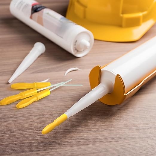 Gisafai 10 Pcs Caulk Tube Caps Reusable Caulk Saver Tube Sealer Caps Finishing Tool for Sealing and Preserving Open Universal Prevent Drying (Yellow)