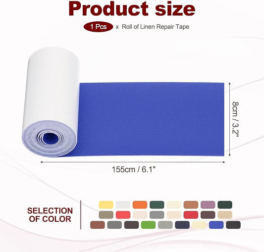 PATIKIL Leather Patches Tape for Furniture, 3.2 x 61 Inch Self Adhesive Vinyl Leather Repair Kit Cover Sheet for Couch, Sofa, Car Seats, Office Chair, Dark Blue