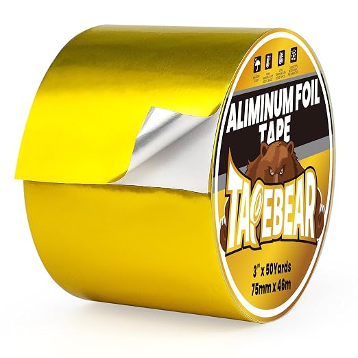 TAPEBEAR Gold Aluminum Tape 3" x 150FT, Professional Heat Reflective Tape Foil Duct Heat Shield Heat Resistant Tape for DIY Crafts, HVAC Ductwork, Dryer Vent, Exhaust Hose, Pipe Metal Repair