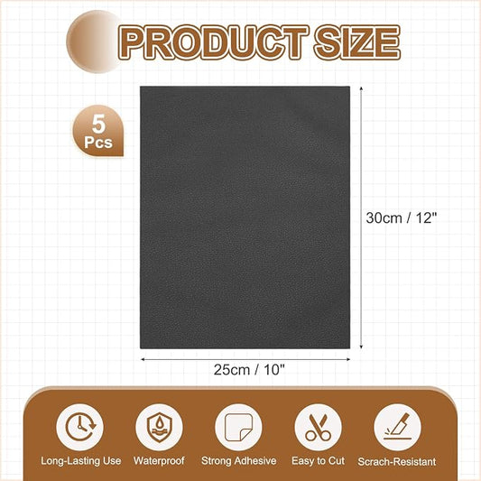 MECCANIXITY 3 Pcs Leather Repair Patch 10"x12" Self-Adhesive Leather Vinyl Repair Tape Kit for Furniture Couches Sofa Chair Car Boat Seats Jackets, Black