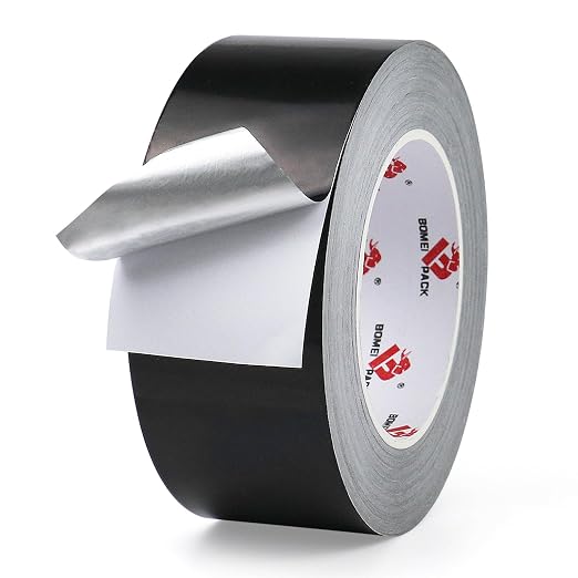 BOMEI PACK Black Aluminum Tape, 2 Inch x 165 Feet, Black Foil Tape for HVAC, Air Ducts, Pipe, Metal Repair, Waterproof