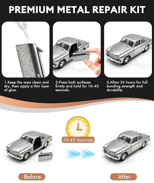 Metal Glue, 35g Heavy Duty Super Strong Clear Glue, Waterproof Heat Resistant Adhesive for Metal Bonding, Repair, Steel, Aluminum, Iron, Copper, Auto Parts, DlY Kits