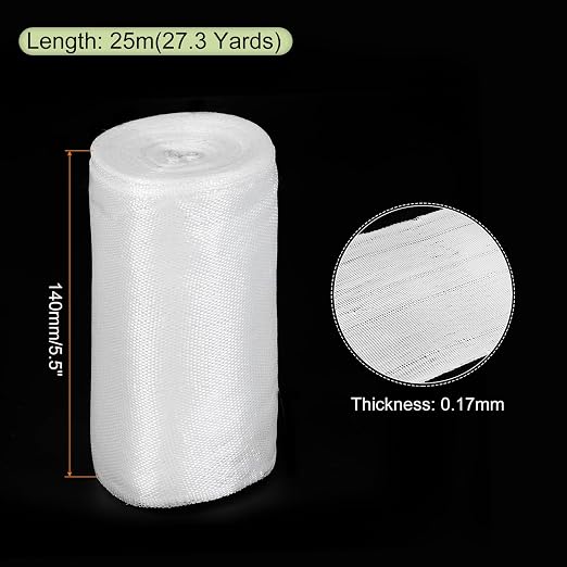 MECCANIXITY Fiberglass Cloth Tape Fiberglass Mesh Glass Fiber Mesh Woven Fiberglass Fabrics Insulation Tape 25m(27.3 Yard) x140mmx0.17mm for Reinforcement Repair