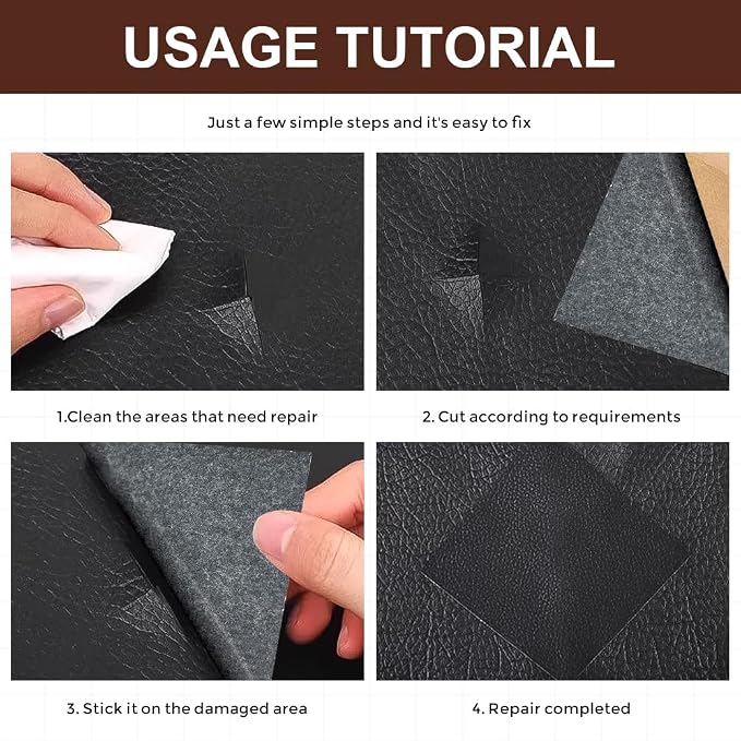 2PCS Leather Repair Patch Tape, Vinyl Patch, 4 x 8 Inches PU Vinyl Repair Patches for Car Upholstery Seat, Self Adhesive Leather Repair Patches for Furniture, Couch, Sofa, Car Seats (Gray)