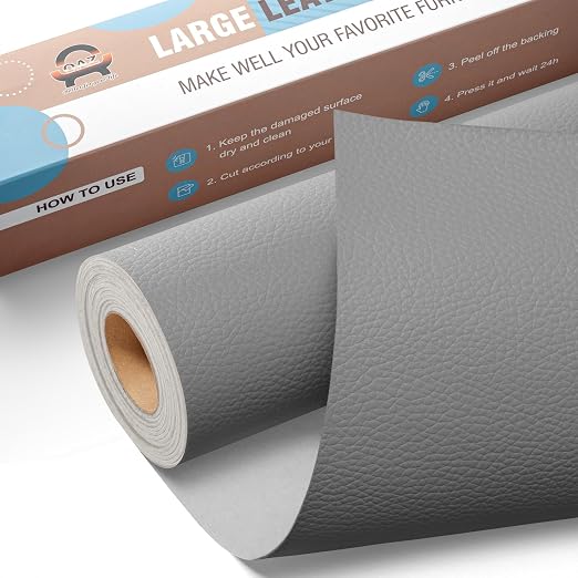 Leather Repair Kit for Furniture 16"x 31.5" Leather Tape Repair Patch Self Adhesive Sofa Vinyl Repair Patch Kit for Car Seat,Couch,Boat Seat,Chair - Dark Gray