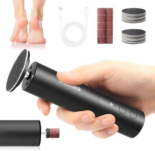 Electric Foot Callus Remover, 2 in 1 | 6 Speed Adjustable Foot File Nail Grinder with Sandpaper Disks, Professional Sander Pedicure Tool for Feet Dead Skin, Self Care Gifts for Women Mom Lover Friends