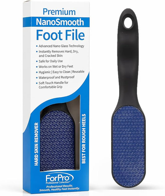 ForPro Nano Glass Foot File Callus Remover, Double-Sided Foot Scrubber for Cracked Heels & Dead Skin, Professional Pedicure Tool for Wet/Dry Use, Ergonomic Handle, Hygienic & Long Lasting