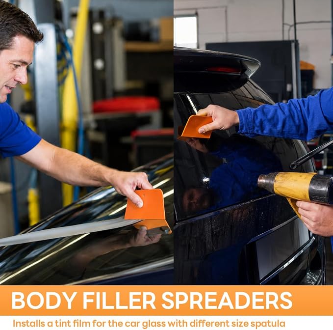 6 PCS Body Filler Spreaders, 4, 5, 6 Inch Multi-Purpose Automotive Body Paint Repair Scraper, 3 Sizes Reusable Hard Plastic Spreader Tool for Applying Putties Glazes Caulks