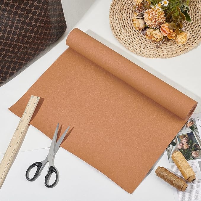 BENECREAT Leather Stiffener Roll, Brown, Bag Liner, 59x15.7inch, 1mm Thick | PVC Leather Stiffener Roll, Bag Stiffener, Sandy Brown PVC Roll, For Leather Bag Liner, Craft DIY
