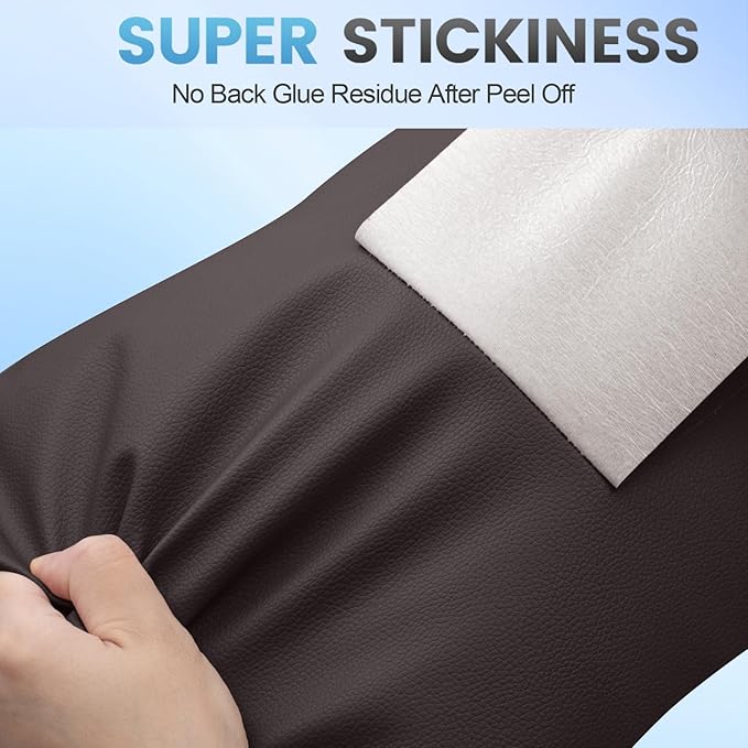 Leather Repair Patch Tape Kit, 16" x 30" Self Adhesive Leather Repair Patch for Furniture, Vinyl Leather Repair Kit for Car Seat, Chairs, Couch, Sofa, Boat Dark Brown