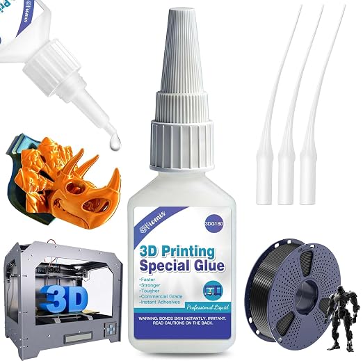 3D Printing Super Glue, Ultra-Thin Capillary Adhesive for PLA ABS PETG TPU, Professional Instant Bond for Micro Gaps & Seamless Post-Processing, Heat Resistant & Clear Finish, 30g