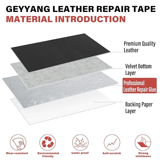 GEYYANG Leather Repair Patch, 16X79 inch Self Adhesive Leather Patches, Large Leather Repair Tape for Couches, Furniture, Car Seats, Cabinets, Wall, Handbags, Rice White - Litchi Grain