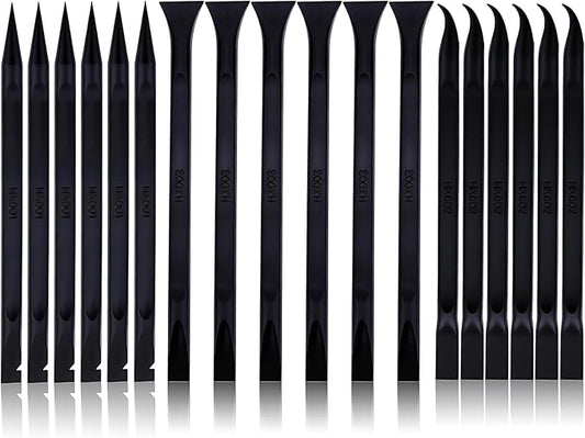 18 PCS Carbon Fiber Plastic Scrapers Tool, Non-Scratch Scraper Tool for Tight Spaces, Multi-Purpose Label Scraper Pen-Shaped, for Car Cleaning Supplies, Kitchen, Crevices, Stains (Black)