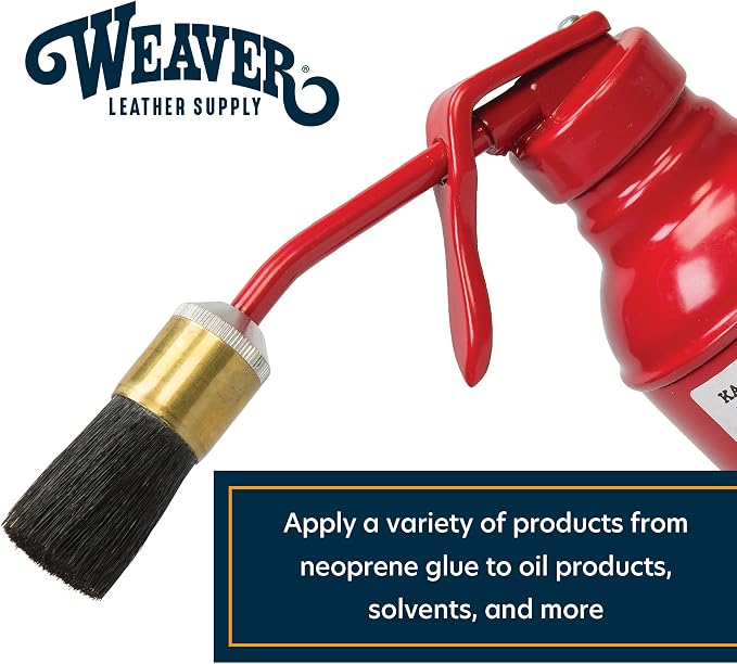 Weaver Leather Supply Leather Repair Glue Can with 11 mm Brush and Cap, 8 Oz, Red, Glue Container with Brass Pump, Robust Tool for Solvents and More