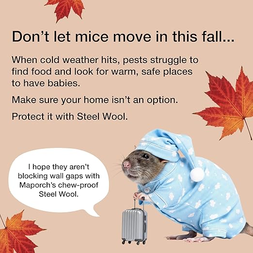 MaPorch Steel Wool Mice Control Kit - 15ft - Mouse Hole Filler - Grade 4 Coarse Steel Wool for Mice, Rat and Rodent Control (2 Rolls)