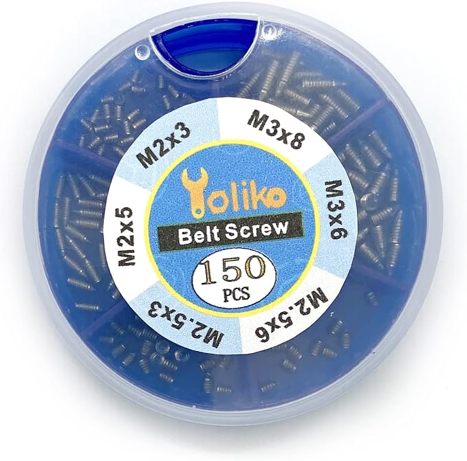 150 pcs Nickel Plated Tip Screws Pointed Cross Slot Leather Accessories 6 Sizes Belt Screws Include M2*3,M2*5,M2.5*3,M2.5*6,M3*6,M3*8 With 2mm Screwdriver for Belt Buckle Wallet Handbag Purse with Box