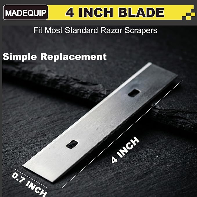 4 Inch Scraper Blades,150 PCS Razor Scraper Replacement Blade 4" for Floor,Glass,Wall, Heavy Duty Cleaning