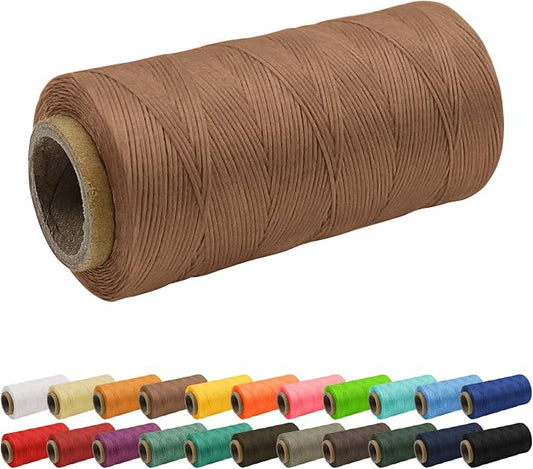 JeogYong 1mm Waxed Thread, 284 Yards 150D Flat Leather Sewing Thread, Hand Sewing Waxed Cord for Leather Craft, Bookbinding, Shoes Repairing (Brown)