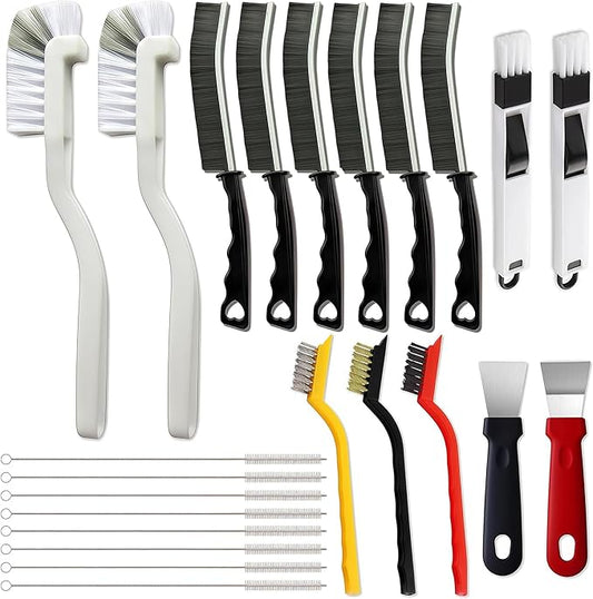 23Pcs Crevice Cleaning Brush Set, Hard Bristle Scrub Brushes Tools for Deep Cleaning Gap, Multifunctional Grout Brush for Tile Lines, Sliding Door, Sill, Shutter, Bottle, Corner, Sink, Teapot