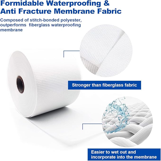 6 Inches x 76 Feet Waterproofing Membrane Anti Fracture Fabric, Reinforcing Water Barrier Drywall Mesh Tape, Liquid Waterproof Membrane Fiberglass Tape for Shower Wall,Seam