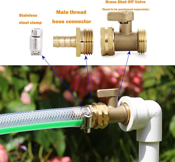 Solid Brass Garden Hose Repair Connector with Clamps Hose End Repair Kit,Fit for 1/2"Garden Hose Fitting,Male and Female Hose Fittings(1/2"-3 Set)