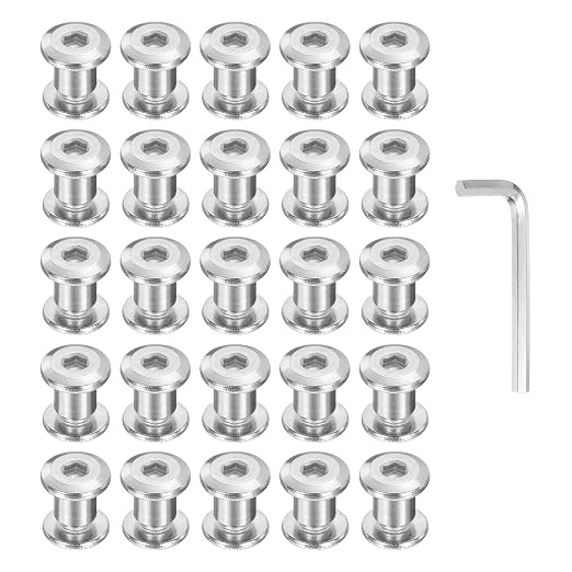 PATIKIL M6x6mm Hex Chicago Screws 8x8mm, 20Pcs 304 Stainless Steel Metric Hex Drive Socket Cap Binding Post Screw Posts for Scrapbook Leather Belt Album Furniture Repair, Silver