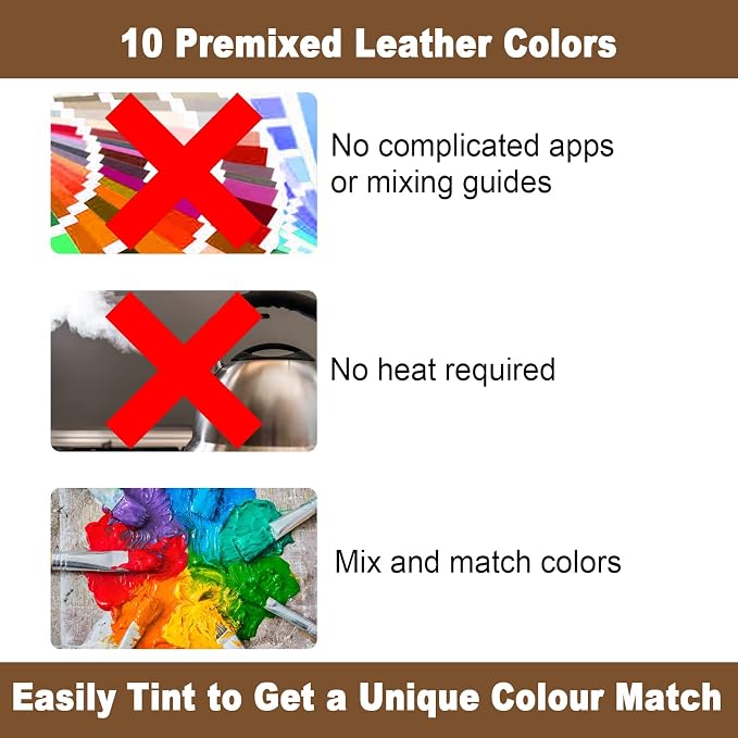 Leather & Vinyl Repair Kit – Fix Scratches, Tears & Holes on Furniture, Car Seats, Sofas | Leather Repair Kit for Furniture, Leather Seat Repair Kit for Cars | Easy to Use (3, Gray*2、Blue)