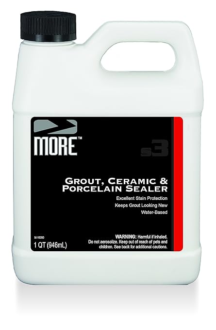 MORE Grout, Ceramic & Porcelain Tile Sealer - Water-Based Grout Sealer - Stain, Tile & Grout Protection - for Bathrooms, Showers & Floors - Prevent Grout Haze - Safe & Easy to Use - Unscented - 32oz