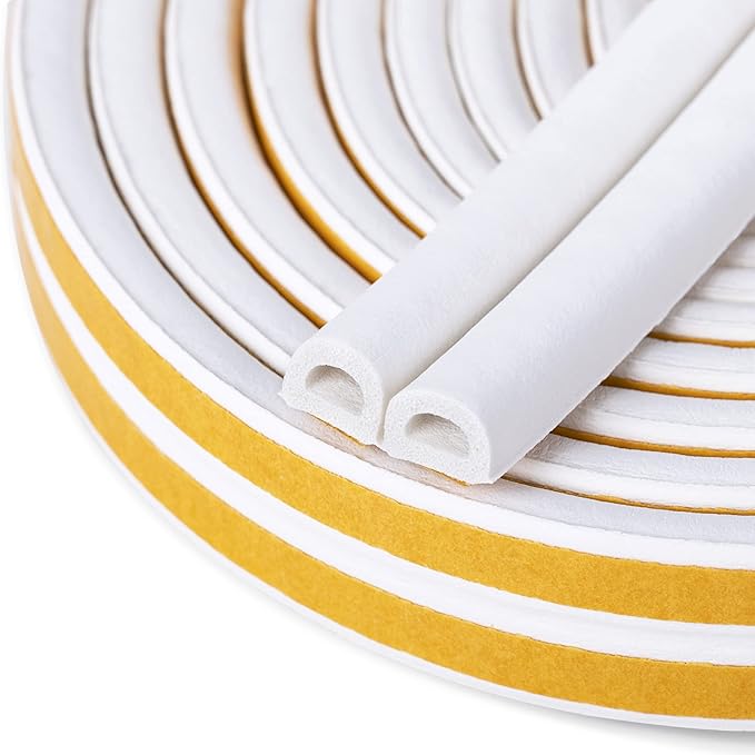 CloudBuyer Door & Window Weather Stripping, Soundproof Insulation Seal Strip with Self-Adhesive Rubber Collision Protection, 16.5 Ft (White)