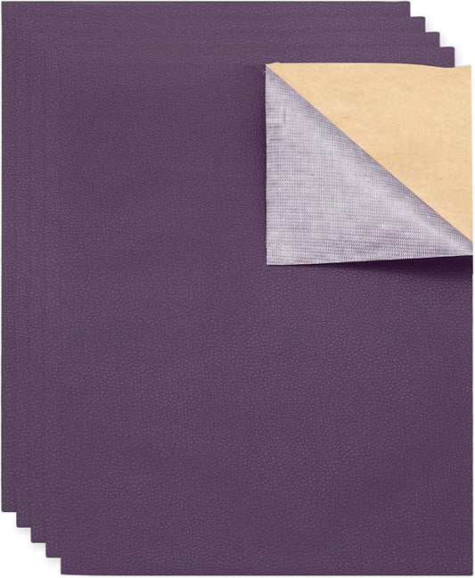 MECCANIXITY 5 Pcs Leather Repair Patch 10"x12" Self-Adhesive Leather Vinyl Repair Tape Kit for Furniture Couches Sofa Chair Car Boat Seats Jackets, Dark Purple