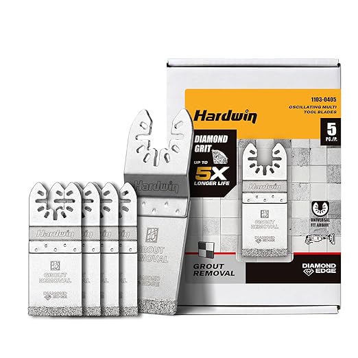 5-Pack Diamond Oscillating Multi Tool Blades, Universal Fit Diamond Grit Saw Blades for Grout Removal, Mortar Cleaning and Soft Tile Cut, Flush Cutting Multi-Tool Accessories, 1-2/5"