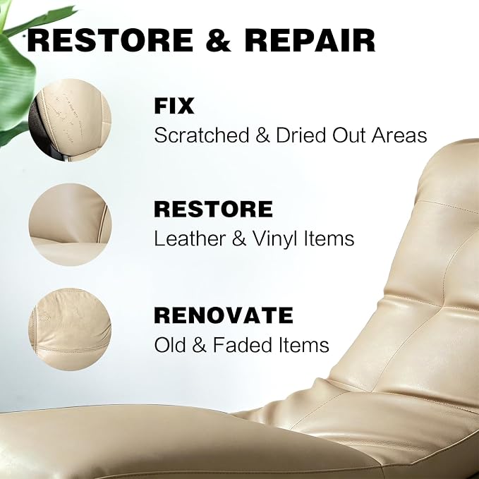 Leather Recoloring Balm, Color Restorer Conditioner, Leather Dye for Furniture, Couch Paint and Repair, Scratch Remover, Leather Color for Couches, Leather Repair Kits