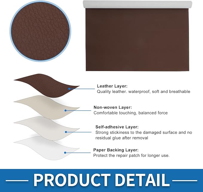Self Adhesive Leather Repair Patch Strong Stickiness 19.6"x39" Leather Repair Tape PVC Faux Leather Red Brown 1 Pcs
