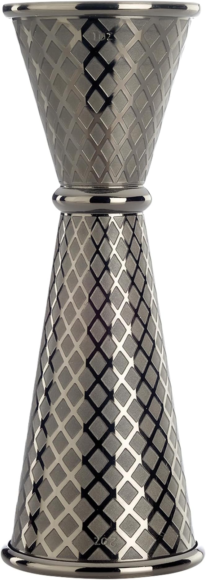 Barfly 1 x 2 oz. Diamond Lattice Etch Japanese Style Jigger, Gun Metal Black