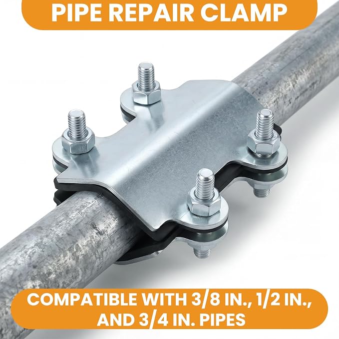LEIFIDE 3 Pcs Pipe Repair Clamps Metal Pipe Clamp Repair Kit for 3/8 In 1/2 In and 3/4 Inch IPS Pipes