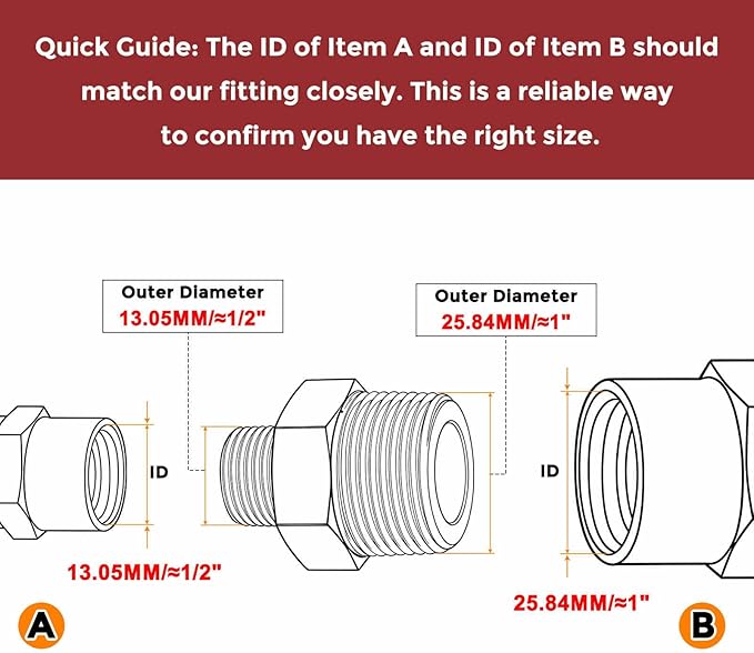 Pack of 4, 3/4" MNPT To 1/4" MNPT Solid Brass Hex Nipple Hose Connectors, Male Pipe Adapter for Pipe Leak Repair, Bathroom Remodeling, Tool Extension, Compression