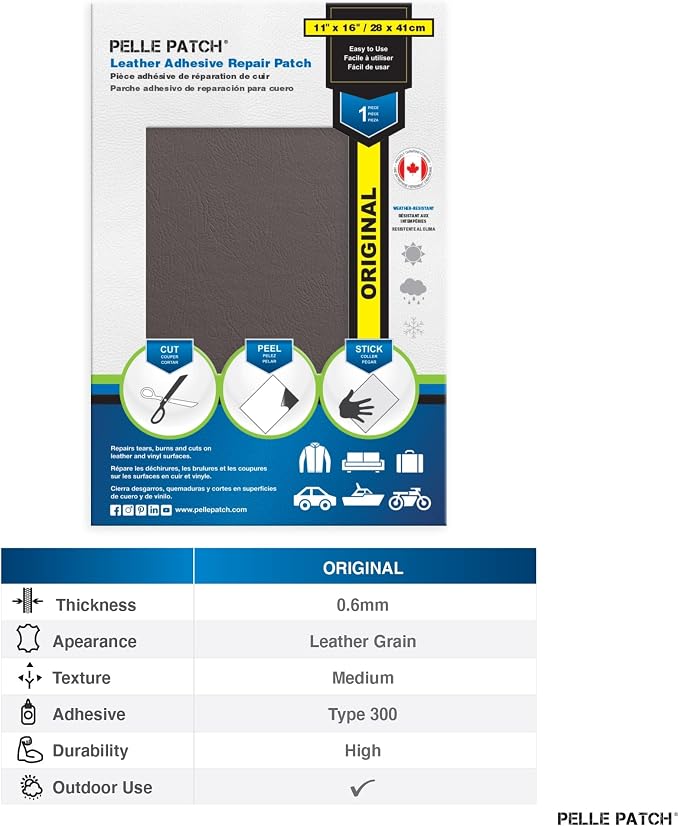 Car Seat Leather Repair Kit - 25 Colors Available - Original 11x16 - Brown-Grey