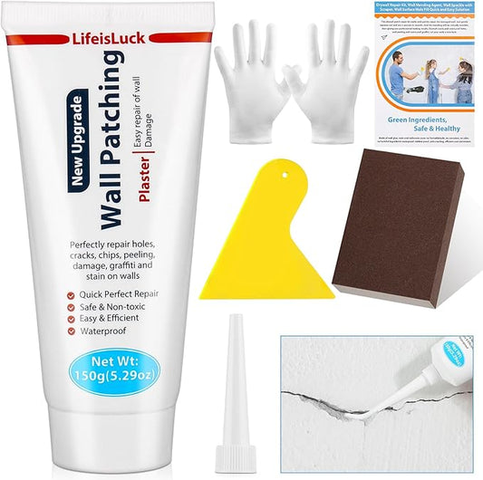 Wall Mending Agent, Wall Spackle with Scraper, Wall Surface Hole Fill Quick and Easy Solution, White