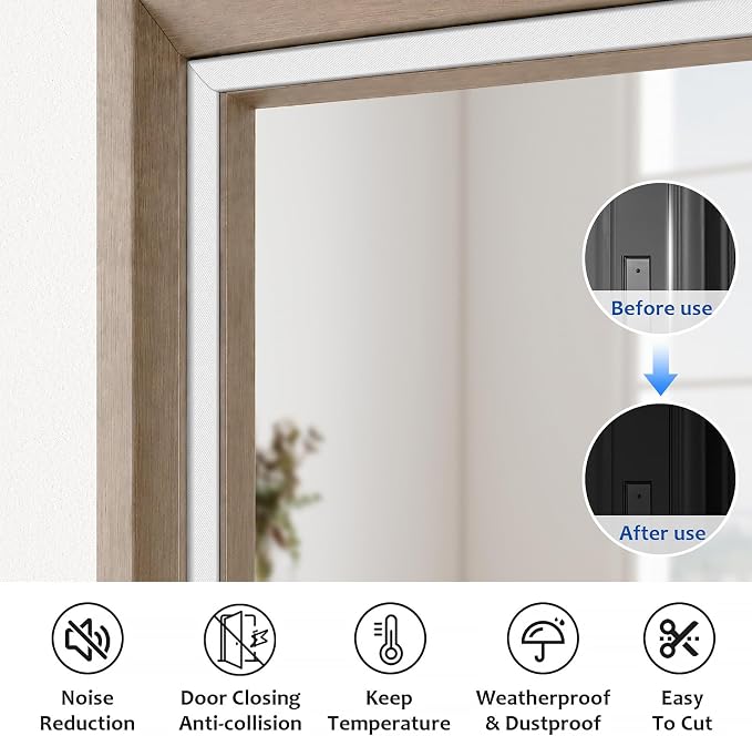 19.7FT Kerf V‑Shaped Weather Stripping Door Seal, Press‑in Seal for Pre‑Cut Slot Doors, Not Self‑Adhesive, Soundproof Draft Blocker for Exterior Front Doors, Fits Large Gaps, Easy DIY Install (White)