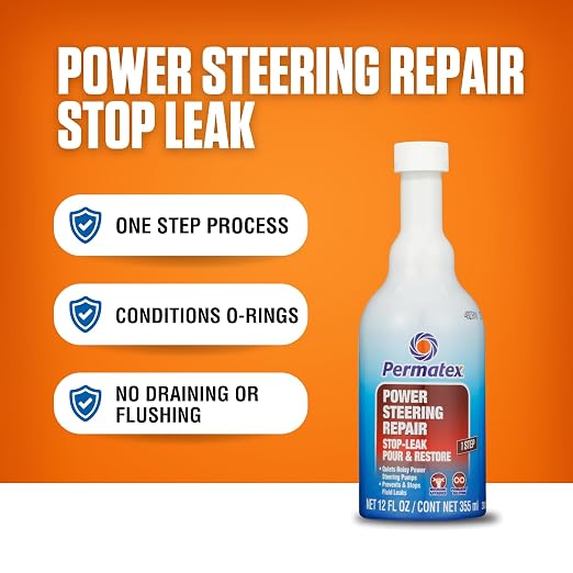 Permatex 30303 Power Steering - Stop Leak, 12 fl oz, Effectively Stops Power Steering System Leaks While Revitalizing Seals and O-Rings