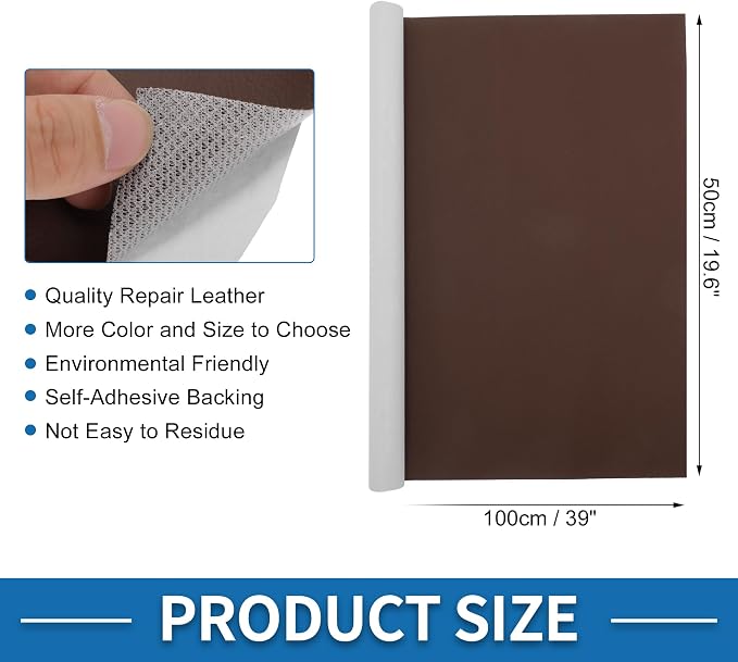 Self Adhesive Leather Repair Patch Strong Stickiness 19.6"x39" Leather Repair Tape PVC Faux Leather Red Brown 1 Pcs