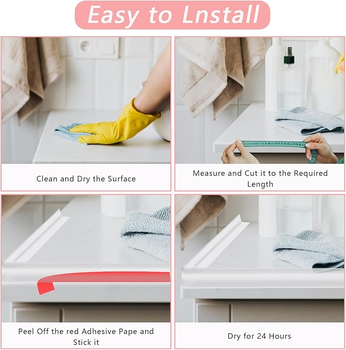 39 Inch Shower Threshold Water Dam, Silicone Barrier Shower Door Bottom Seal Strip, Self Adhesive Waterproof Barrier, for Kitchen Countertop Sink, Cooktop, Bathroom（Semitransparent）