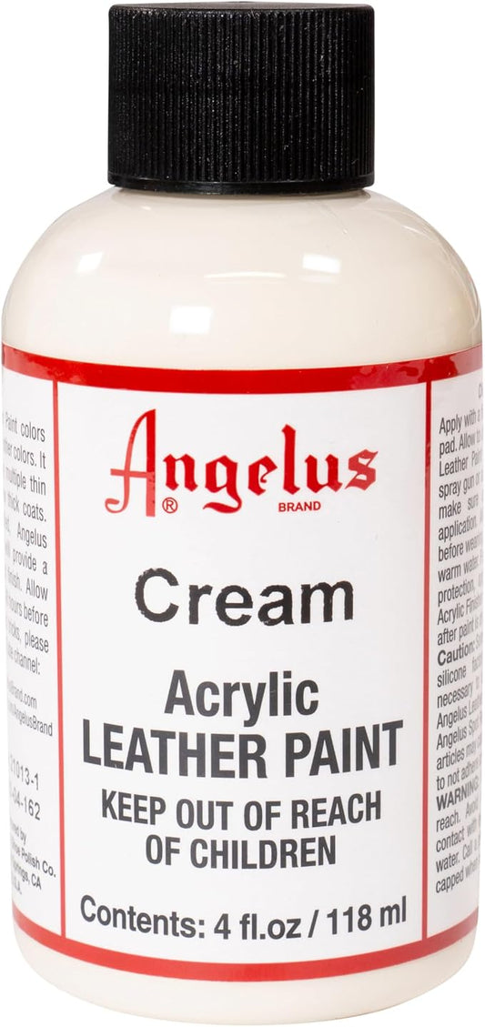 Angelus Acrylic Leather Paint - Cream | Flexible Recoloring Balm for Shoes, Furniture, Car Seats & More | Made in USA, 4 fl oz
