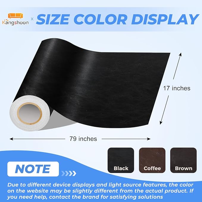 Leather Repair Patches, 17X79 Inch Self-Adhesive Leather Repair Tape, Stretch Vinyl Repair Kit for Couch Furniture Sofas Car Seats (Coffee, 17X79 Inch)