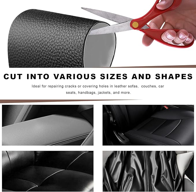 2 PCS Leather Repair Patch Tape, 4 x 8 Inch Self-Adhesive PU Vinyl Repair Kit Cuttable Patches, Portable Super-Thin Leather Patch Tape for Repairing Car Seats Sofas Chairs (Light Gray)