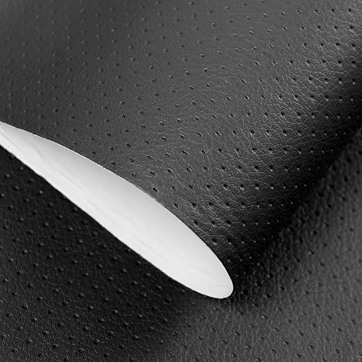 JuCheng Leather Repair Patch 8x79 Black, Breathable Perforated Adhesive Self-Adhesive Repair Patch, Furniture Couch Car Seats Office Chairs Sofa Repair Patch Refurbished Patch (Black, 8x79inch)
