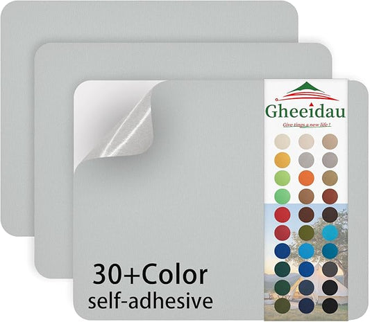 Gheeidau Canvas Repair Patch 9×11 Inch 3Pcs Waterproof Self-Adhesive Fabric Repair Patch for Tents,Boat Cover,Pop Up Canopy,Patio,Bags,Car Seats,Sofas,Furniture Cover(Light Grey)