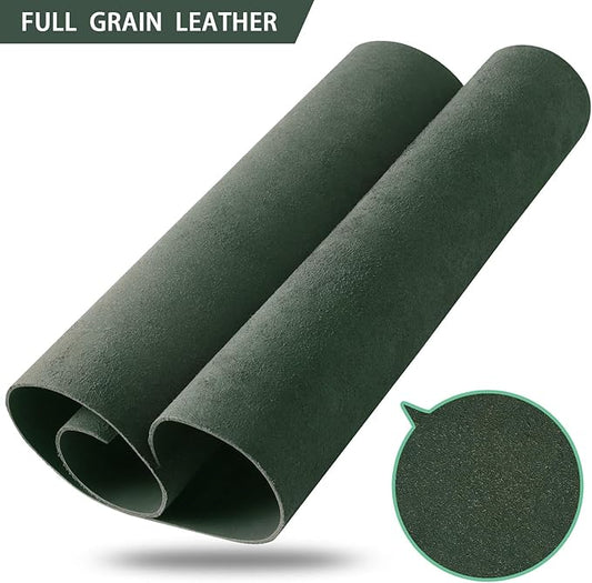 RingSun 12''X24'' Green Leather Sheets for Crafts (2mm), Full Grain Leather Tooling Leather