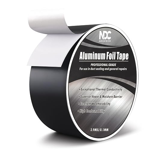 Aluminum Foil Tape, 2.2” x 164Ft, Black | 3.94mil, Heat & UV Resistant, Waterproof for Ductwork Sealing, Dryer Vent, HVAC Air Insulation, Metal Repairs Patching