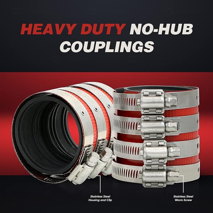 Supply Giant 37422CS No-Hub Coupling Heavy Duty Colored Shield, 2 inch, Red